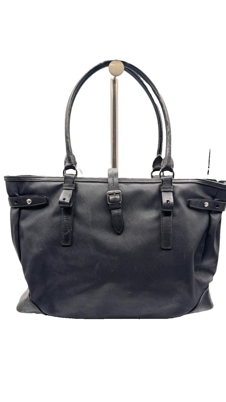 Tumi 73107D2 Saffiano Black Leather Tote Satchel Bag No Shoulder Strap READ